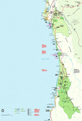 map of the northern redwood parks